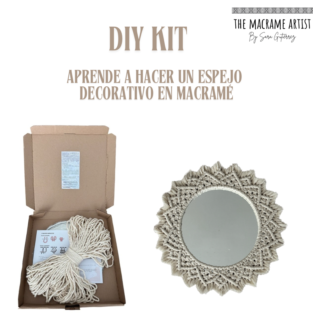 DIY Kit para aprender macramé haciendo un espejo decorativo, incluye clase grabada!