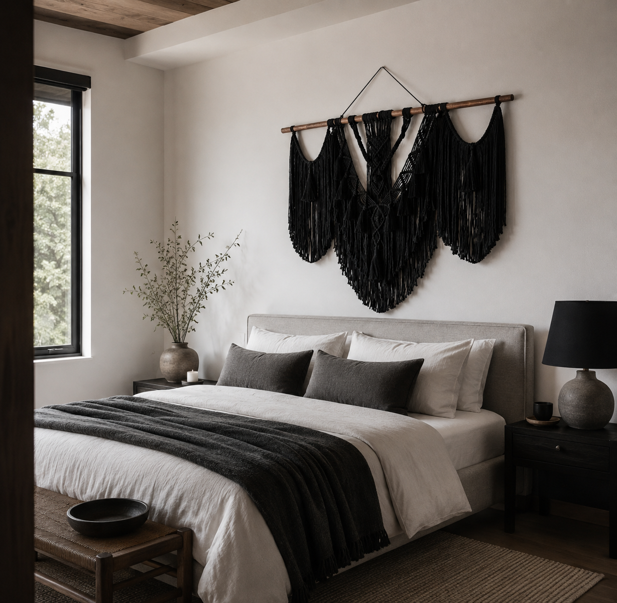 Tapiz de Macramé Taxco color negro