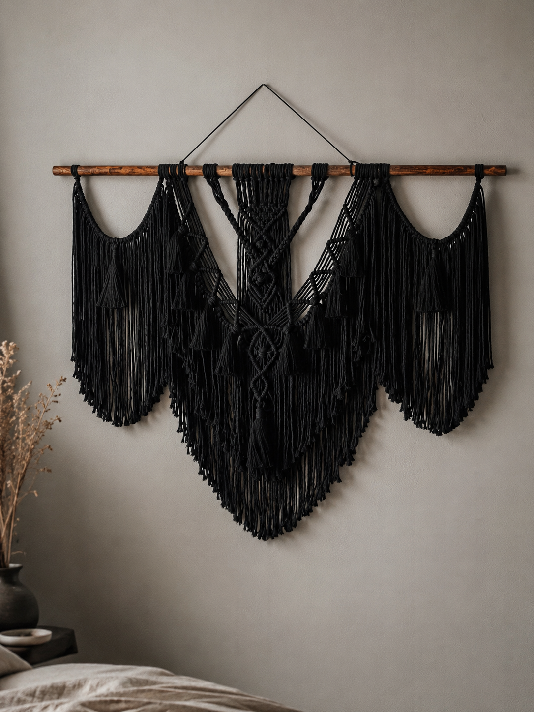Tapiz de Macramé Taxco color negro